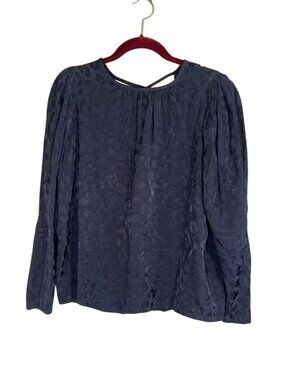 Express Animal Print Top Blue M Neutral Preppy Flowy Artsy Festival Capsule 80s